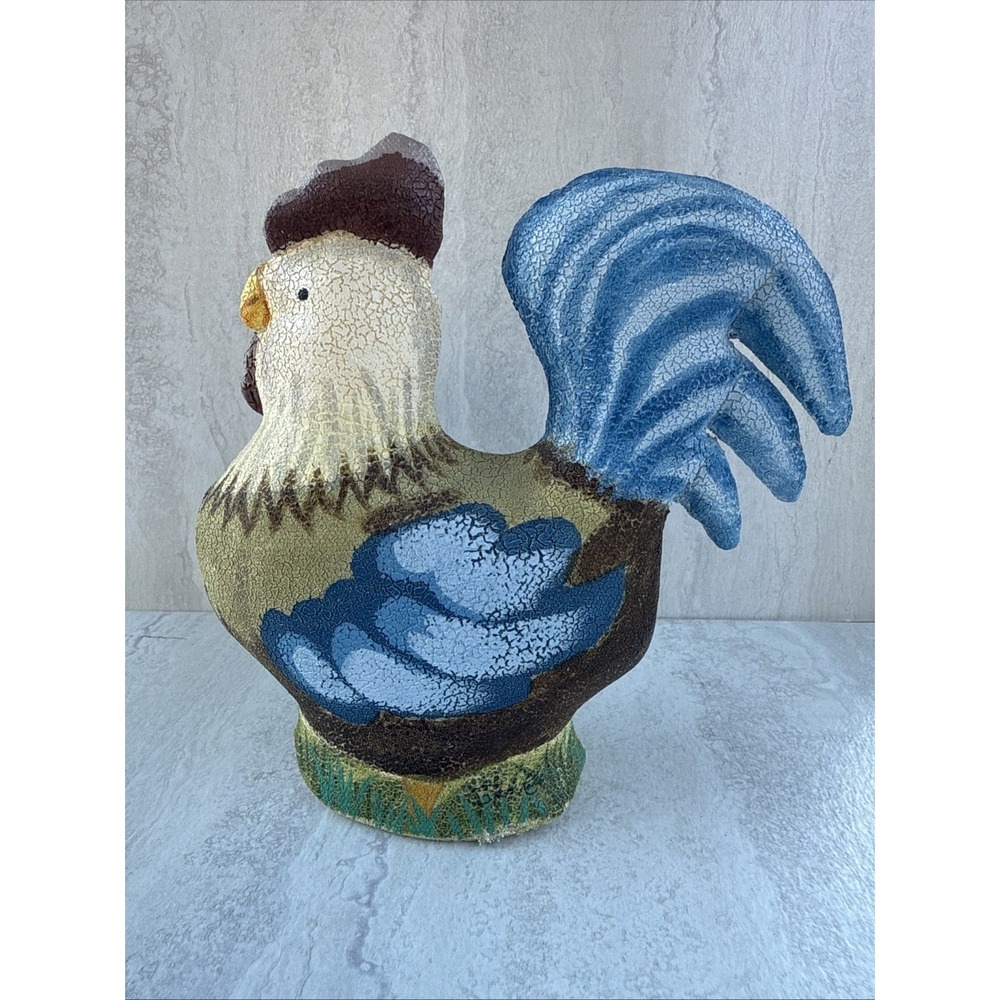 Folk Art Canvas Hand Painted Stuffed Standing Rooster Sign By Faith Rollin #1155